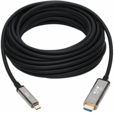 High-Speed USB-C to HDMI Fiber Active Optical Cable (AOC), UHD 4K 60Hz, HDR, CL3 Rated, Black, 10 m