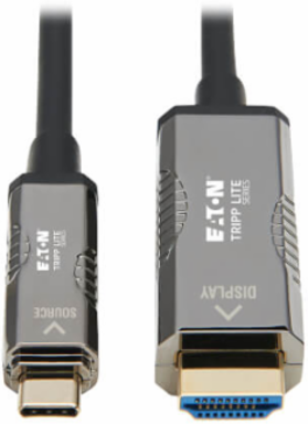 High-Speed USB-C to HDMI Fiber Active Optical Cable (AOC), UHD 4K 60Hz, HDR, CL3 Rated, Black, 20 m