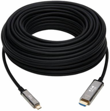 High-Speed USB-C to HDMI Fiber Active Optical Cable (AOC), UHD 4K 60Hz, HDR, CL3 Rated, Black, 50 m