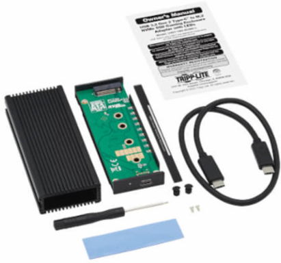Enclosure Adapter, USB-C to M.2 NVMe and SATA SSD (M-Key), USB 3.2 Gen 2 (10 Gbps), RGB LED