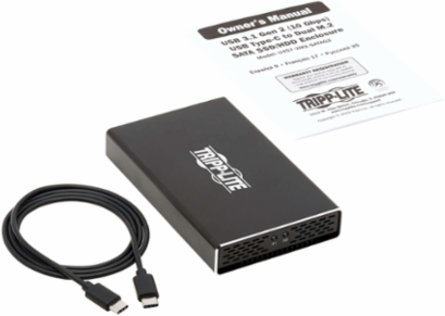 USB-C Dual M.2 SATA SSD/HDD Enclosure Adapter, 10 Gbps, Aluminum