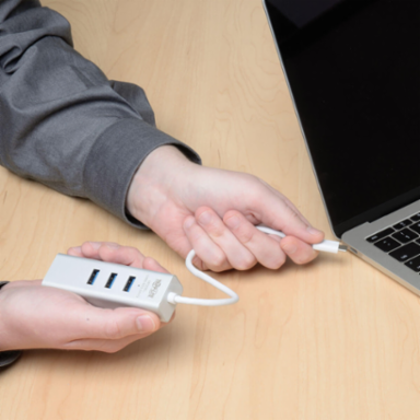3-Port USB-C Hub with Gigabit Ethernet, USB 3.0, 1.5A Charging Ports