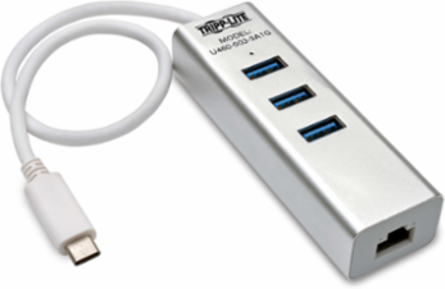 3-Port USB-C Hub with Gigabit Ethernet, USB 3.0, 1.5A Charging Ports