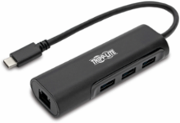 3-Port USB-C Hub with Gigabit Ethernet, USB 3.1 Gen 1, 1 GbE, Black