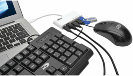 3-Port USB-C Hub with Gigabit Ethernet, Power Delivery, USB 3.0, White