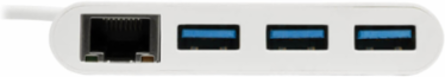 3-Port USB-C Hub with Gigabit Ethernet and 3 USB-A Ports, 5 Gbps, White