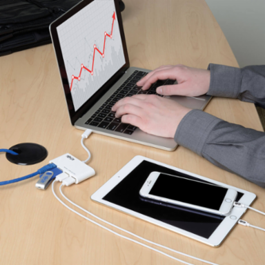 3-Port USB-C Hub with Gigabit Ethernet and 3 USB-A Ports, 5 Gbps, White