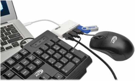 3-Port USB-C Hub with Gigabit Ethernet and 3 USB-A Ports, 5 Gbps, White