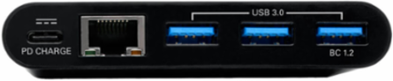 3-Port USB-C Hub with Gigabit Ethernet, Power Delivery, 60W, Black