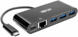 3-Port USB-C Hub with Gigabit Ethernet, Power Delivery, 60W, Black