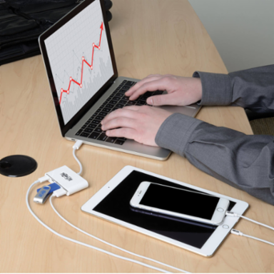 4-Port USB-C Hub, USB 3.0, 2x USB-A, 2x USB-C, White, 6 Inch