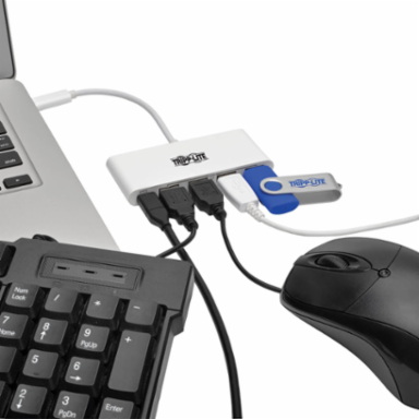 4-Port USB-C Hub with Power Delivery, USB 3.0, 60W Charging, White