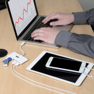 4-Port USB-C Hub with Power Delivery, USB 3.0, 60W Charging, White