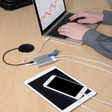 4-Port USB-C Hub with 4 USB 3.0 A Ports, 1.5A Charging, Silver