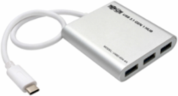4-Port USB-C Hub with 4 USB 3.0 A Ports, 1.5A Charging, Silver