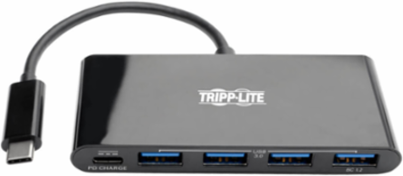 4-Port USB-C Hub, USB 3.0, Power Delivery, Black