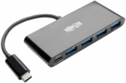 4-Port USB-C Hub, USB 3.0, Power Delivery, Black