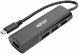 4-Port USB-C Hub, USB 3.0, 1.5A Charging, Black