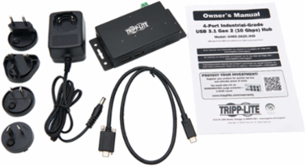 Industrial-Grade 4-Port USB Hub, USB 3.1 Gen 2, 10 Gbps, ESD Protection