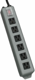 6-Outlet Industrial Power Strip, 15 ft Cord, Lighted Switch, Metal Housing