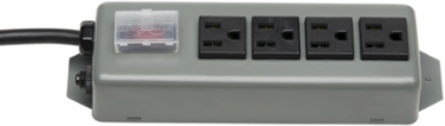 4-Outlet Industrial Power Strip with 6 ft Cord, Metal Housing and Locking Switch