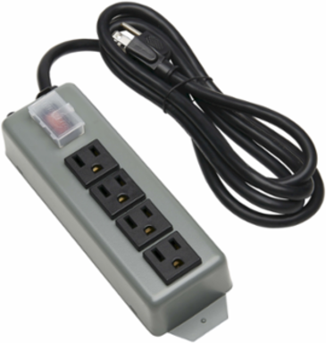 4-Outlet Industrial Power Strip with 6 ft Cord, Metal Housing and Locking Switch
