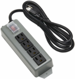 4-Outlet Industrial Power Strip with 6 ft Cord, Metal Housing and Locking Switch