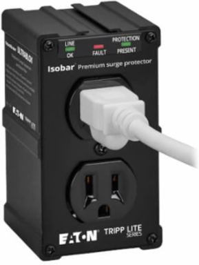2-Outlet Surge Protector, 1410 Joules, Black Metal Housing