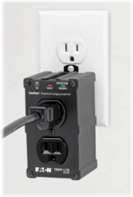 2-Outlet Surge Protector, 1410 Joules, Black Metal Housing