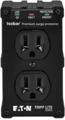 2-Outlet Surge Protector, 1410 Joules, Black Metal Housing