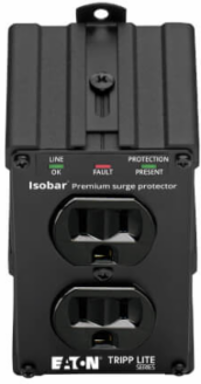 2-Outlet Surge Protector, 1410 Joules, Black Metal Housing