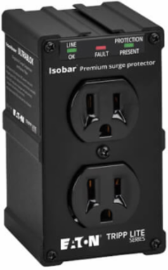 2-Outlet Surge Protector, 1410 Joules, Black Metal Housing