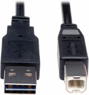 Universal Reversible USB 2.0 Cable, 3 Ft, A to B M/M, High Speed