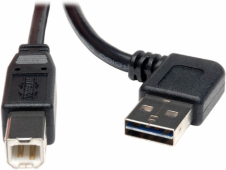 Universal Reversible USB 2.0 Cable 6 Ft, Right/Left-Angle A to B