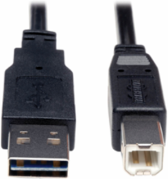 Universal Reversible USB 2.0 Cable, 6 ft, A to B M/M, Black