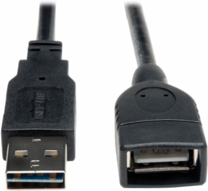 Universal Reversible USB 2.0 Extension Cable 1 Ft with A-Male/Female Connectors