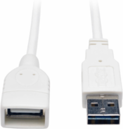 Universal Reversible USB 2.0 Extension Cable, 10 Ft, A-Male to A-Female, White