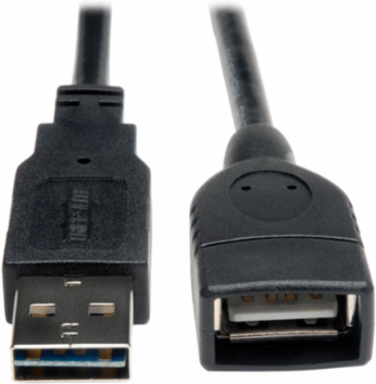 Universal Reversible USB 2.0 Extension Cable, 10 ft, A-Male to A-Female
