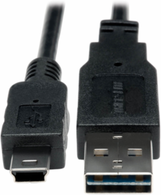 1ft Universal Reversible USB 2.0 A to Mini-B Male Adapter Cable