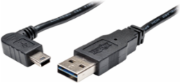 3-Foot Universal Reversible USB 2.0 Cable - A to Right-Angle Mini-B 5-Pin