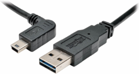6-Foot Universal Reversible USB 2.0 Cable, A to Left-Angle Mini-B 5-Pin