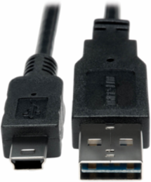 USB 2.0 Universal Reversible A to 5Pin Mini-B Cable, 6 Inch, Black