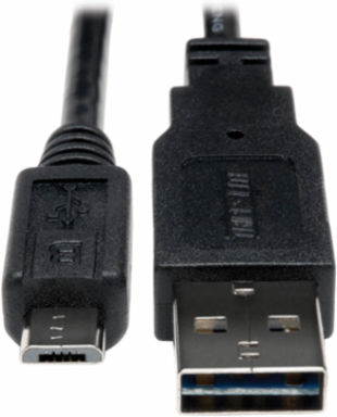 Universal Reversible USB 2.0 Cable, 6 Inch, A Male to Micro-B Male, 480Mbps