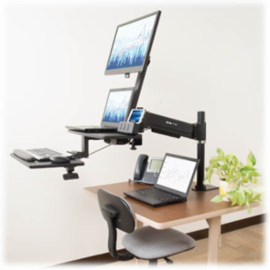 WorkWiseTM Standing Desk Clamp Workstation, Single-Monitor, 29 lb Capacity