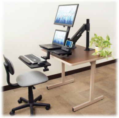 WorkWiseTM Standing Desk Clamp Workstation, Single-Monitor, 29 lb Capacity