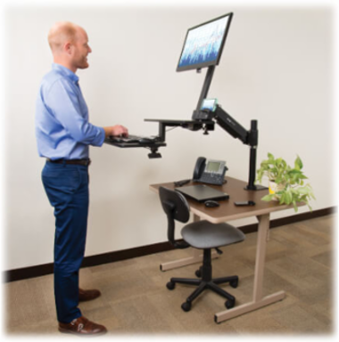 WorkWiseTM Standing Desk Clamp Workstation, Single-Monitor, 29 lb Capacity