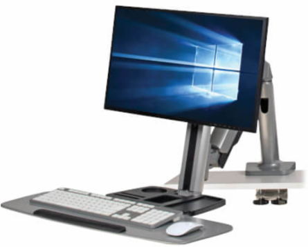WorkWise Desk-Mounted Workstation, Single Display, Supports 13-32 Inch Monitors, 17.6 lb Capacity