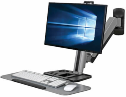 Wall-Mounted Workstation for 13 to 32 Inch Displays, 17.6 lb Capacity, Black