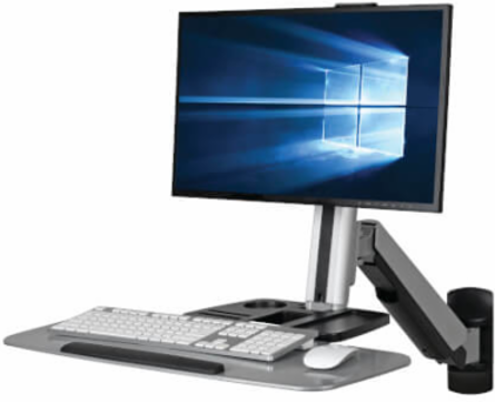 Wall-Mounted Workstation for 13 to 32 Inch Displays, 17.6 lb Capacity, Black