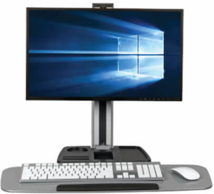 Wall-Mounted Workstation for 13 to 32 Inch Displays, 17.6 lb Capacity, Black